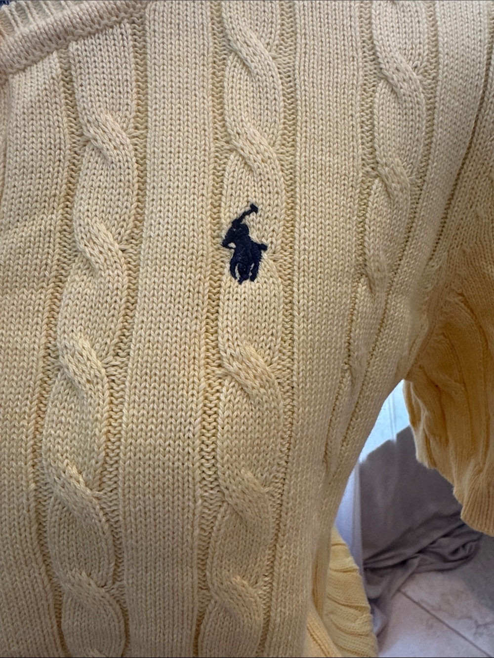Ralph Lauren Yellow Cable Knit Short-Sleeve Cardigan Top - Picture 2 of 4